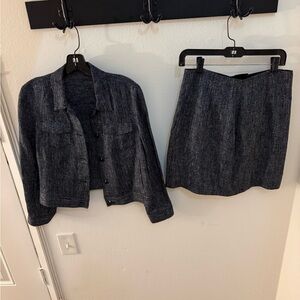 Theory Denim Look Jacket and Mini Skirt Set